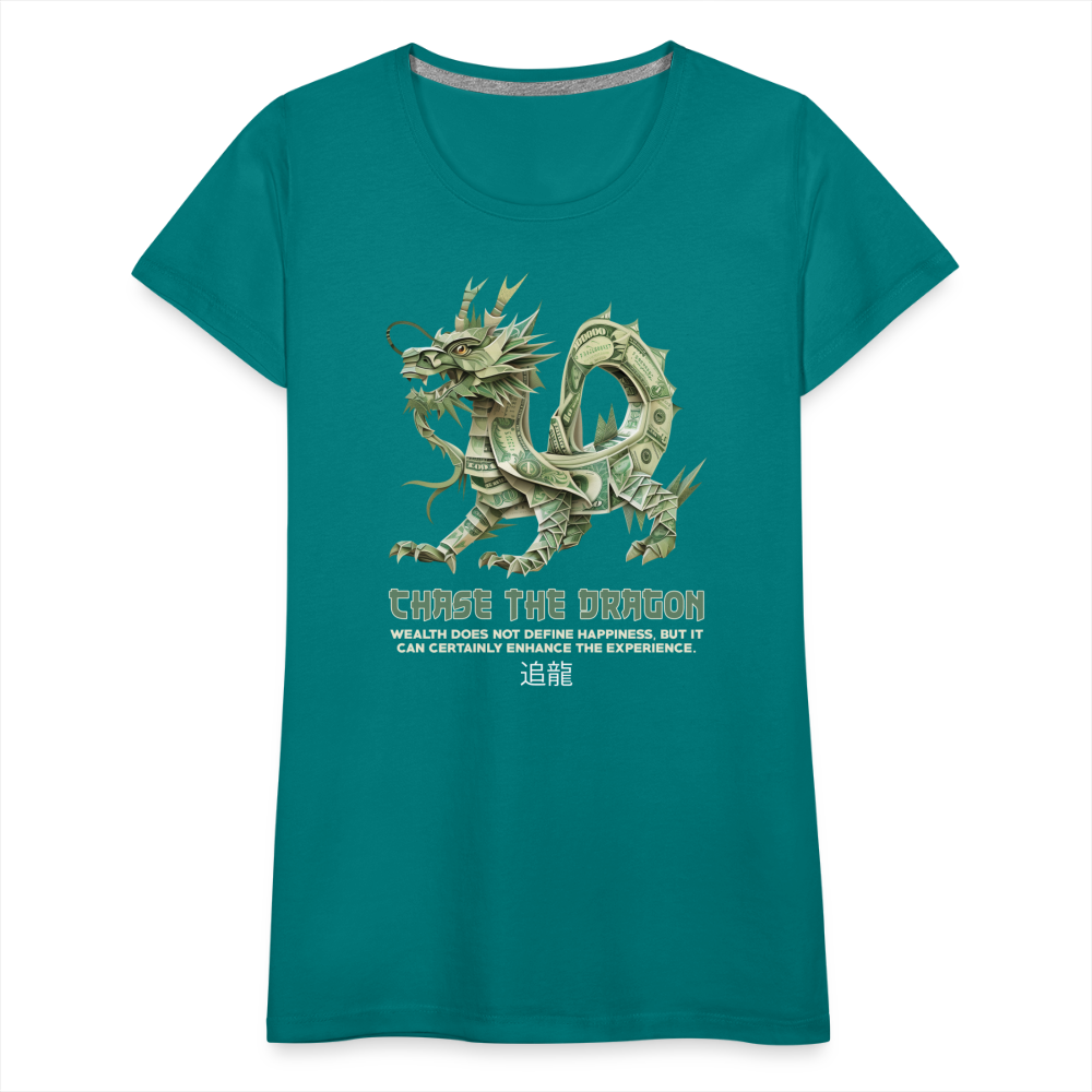 "Chase the Dragon" Origami Cash Women's Premium T-Shirt - teal