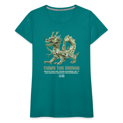 "Chase the Dragon" Origami Cash Women's Premium T-Shirt - teal