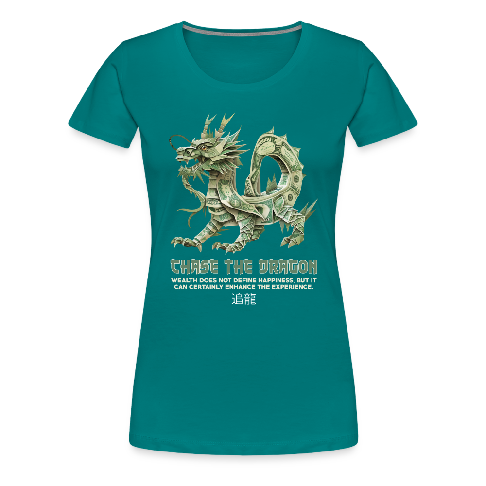 "Chase the Dragon" Origami Cash Women's Premium T-Shirt - teal