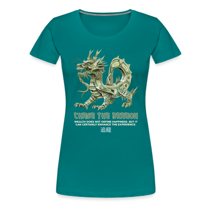 "Chase the Dragon" Origami Cash Women's Premium T-Shirt - teal