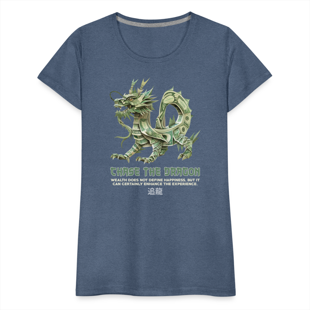 "Chase the Dragon" Origami Cash Women's Premium T-Shirt - heather blue