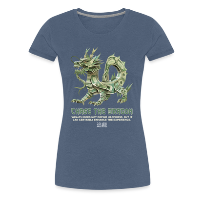 "Chase the Dragon" Origami Cash Women's Premium T-Shirt - heather blue