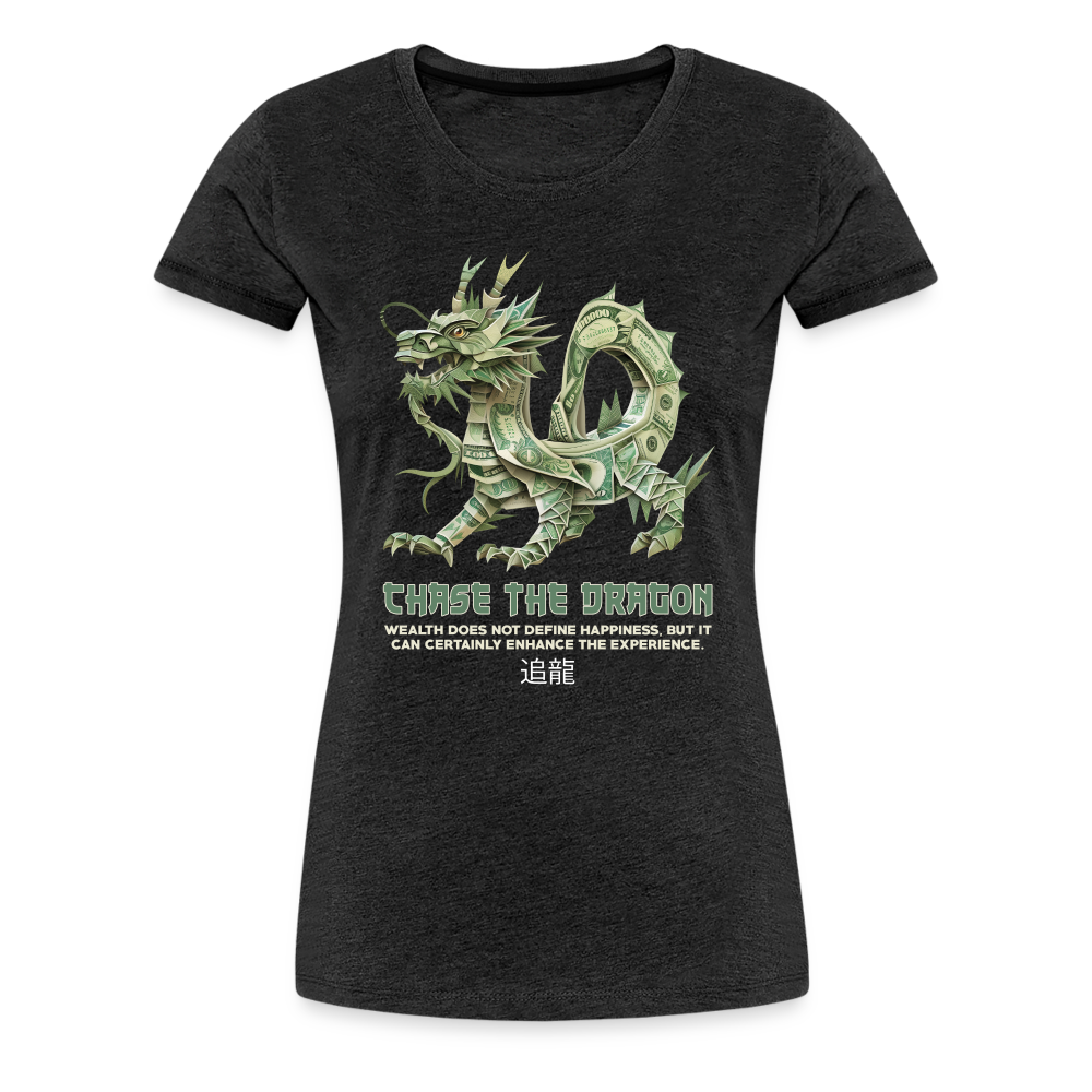 "Chase the Dragon" Origami Cash Women's Premium T-Shirt - charcoal grey