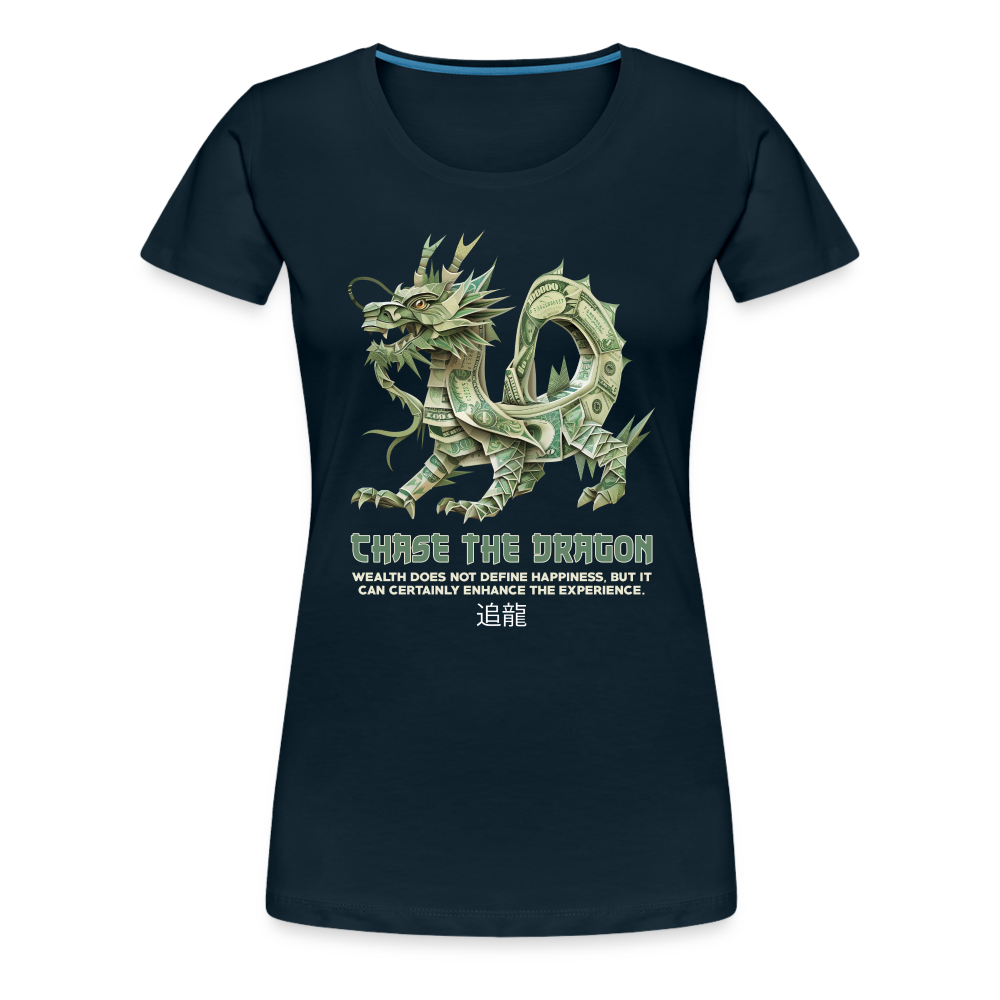 "Chase the Dragon" Origami Cash Women's Premium T-Shirt - deep navy