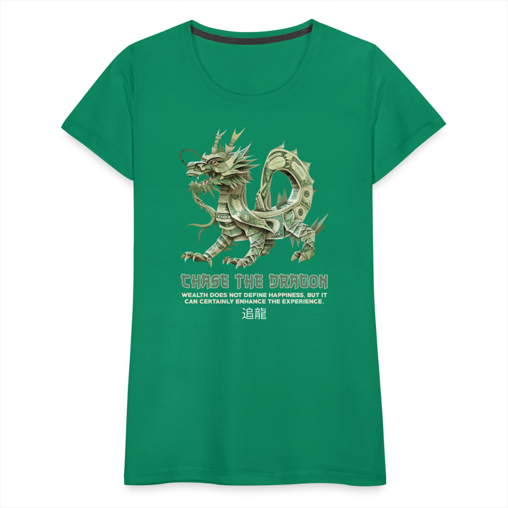 "Chase the Dragon" Origami Cash Women's Premium T-Shirt - kelly green