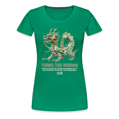 "Chase the Dragon" Origami Cash Women's Premium T-Shirt - kelly green