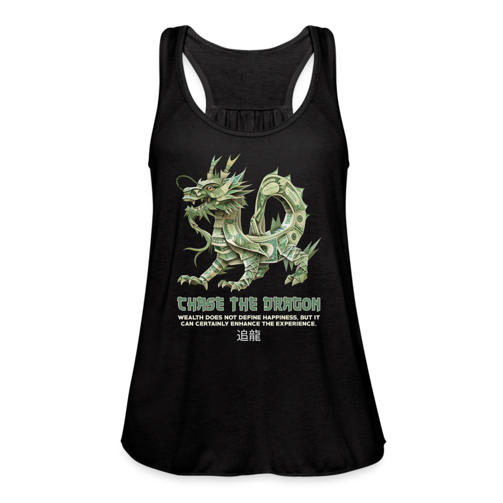 "Chase the Dragon" Origami Cash Women's Flowy Tank Top - black