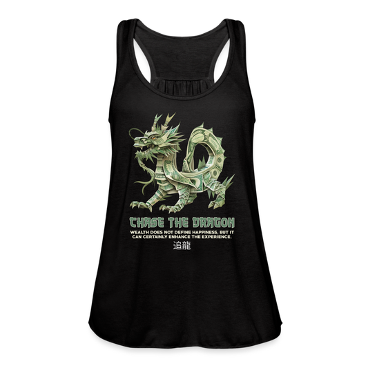 "Chase the Dragon" Origami Cash Women's Flowy Tank Top - black