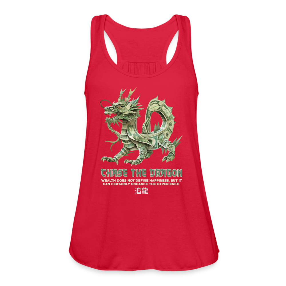 "Chase the Dragon" Origami Cash Women's Flowy Tank Top - red