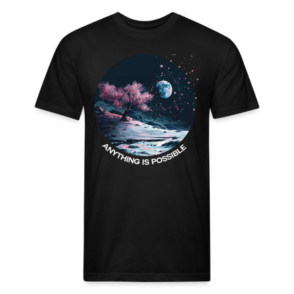 "Anything is Possible" Cherry Blossoms on the Moon Fitted Cotton/Poly T-Shirt - black