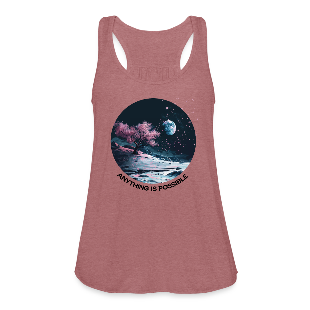 "Anything is Possible" Cherry Blossoms on the Moon Women's Flowy Tank Top - mauve