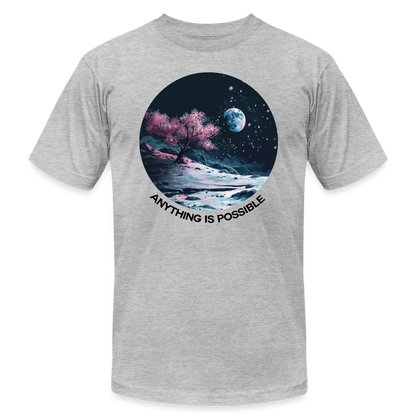 "Anything is Possible" Cherry Blossoms on the Moon Unisex Tri-Blend T-Shirt - heather gray