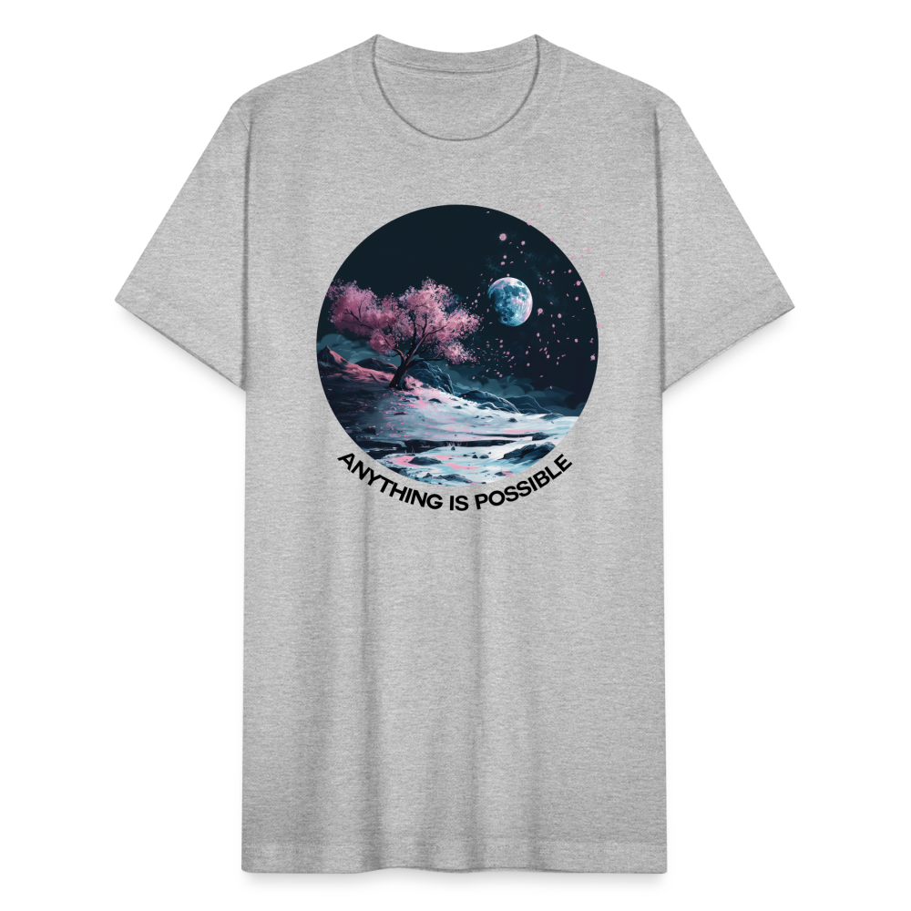 "Anything is Possible" Cherry Blossoms on the Moon Unisex Tri-Blend T-Shirt - heather gray