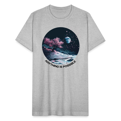 "Anything is Possible" Cherry Blossoms on the Moon Unisex Tri-Blend T-Shirt - heather gray