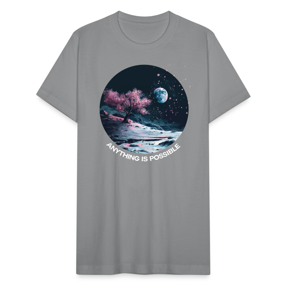 "Anything is Possible" Cherry Blossoms on the Moon Unisex Tri-Blend T-Shirt - slate