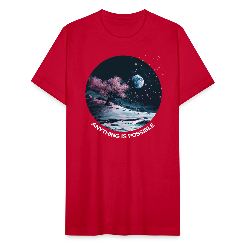 "Anything is Possible" Cherry Blossoms on the Moon Unisex Tri-Blend T-Shirt - red