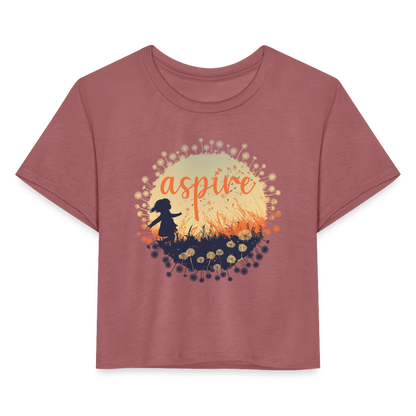 "Aspire" Dandelion Dream Field Women's Crop Top - mauve