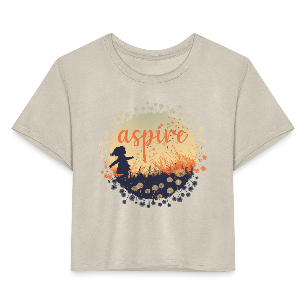 "Aspire" Dandelion Dream Field Women's Crop Top - dust