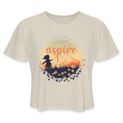 "Aspire" Dandelion Dream Field Women's Crop Top - dust