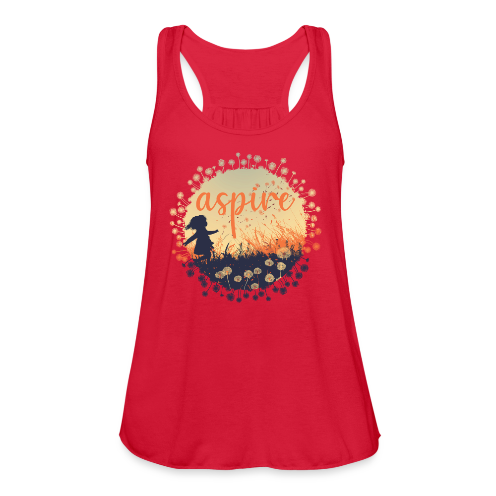 "Aspire" Dandelion Dream Field Women's Flowy Tank Top - red