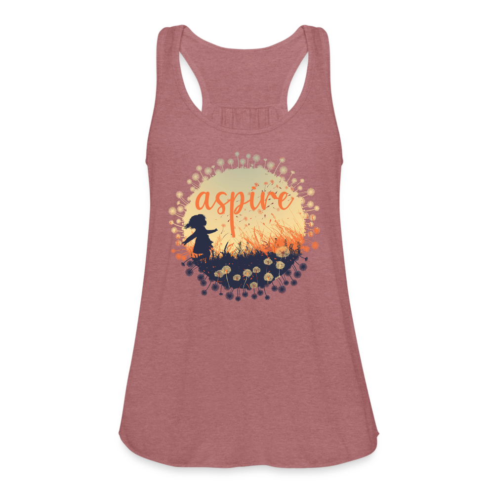 "Aspire" Dandelion Dream Field Women's Flowy Tank Top - mauve