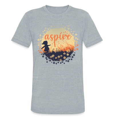 "Aspire" Dandelion Dream Field Unisex Cotton/Poly Tri-Blend T-Shirt - heather grey