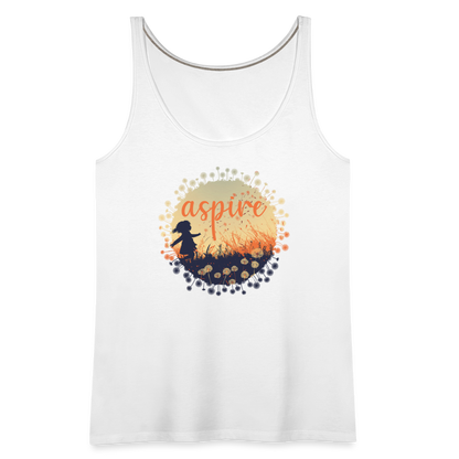 "Aspire" Dandelion Dream Field Women’s Premium Tank Top - white