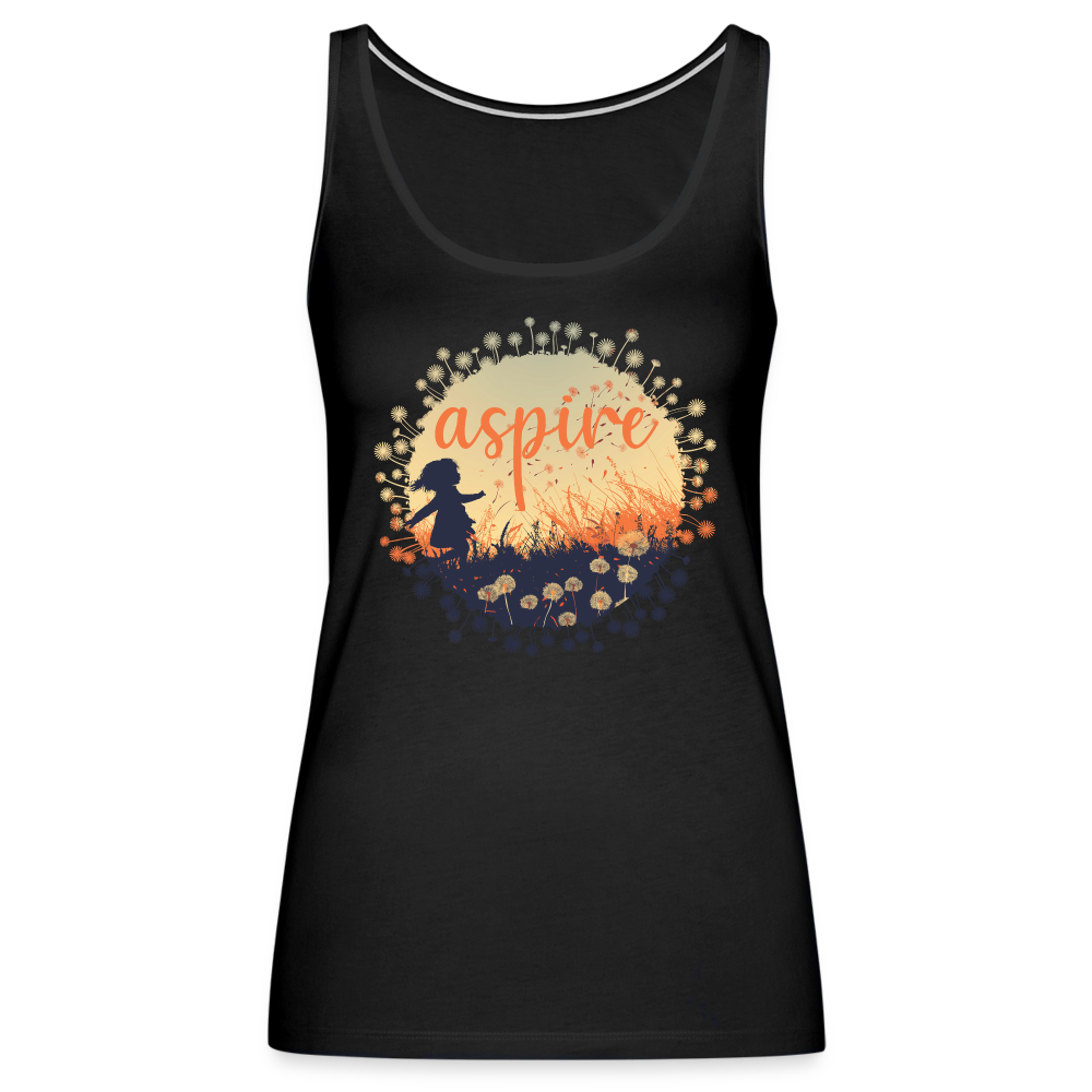 "Aspire" Dandelion Dream Field Women’s Premium Tank Top - black