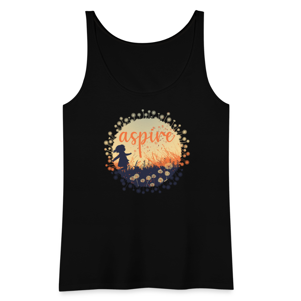 "Aspire" Dandelion Dream Field Women’s Premium Tank Top - black