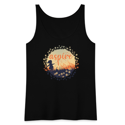 "Aspire" Dandelion Dream Field Women’s Premium Tank Top - black