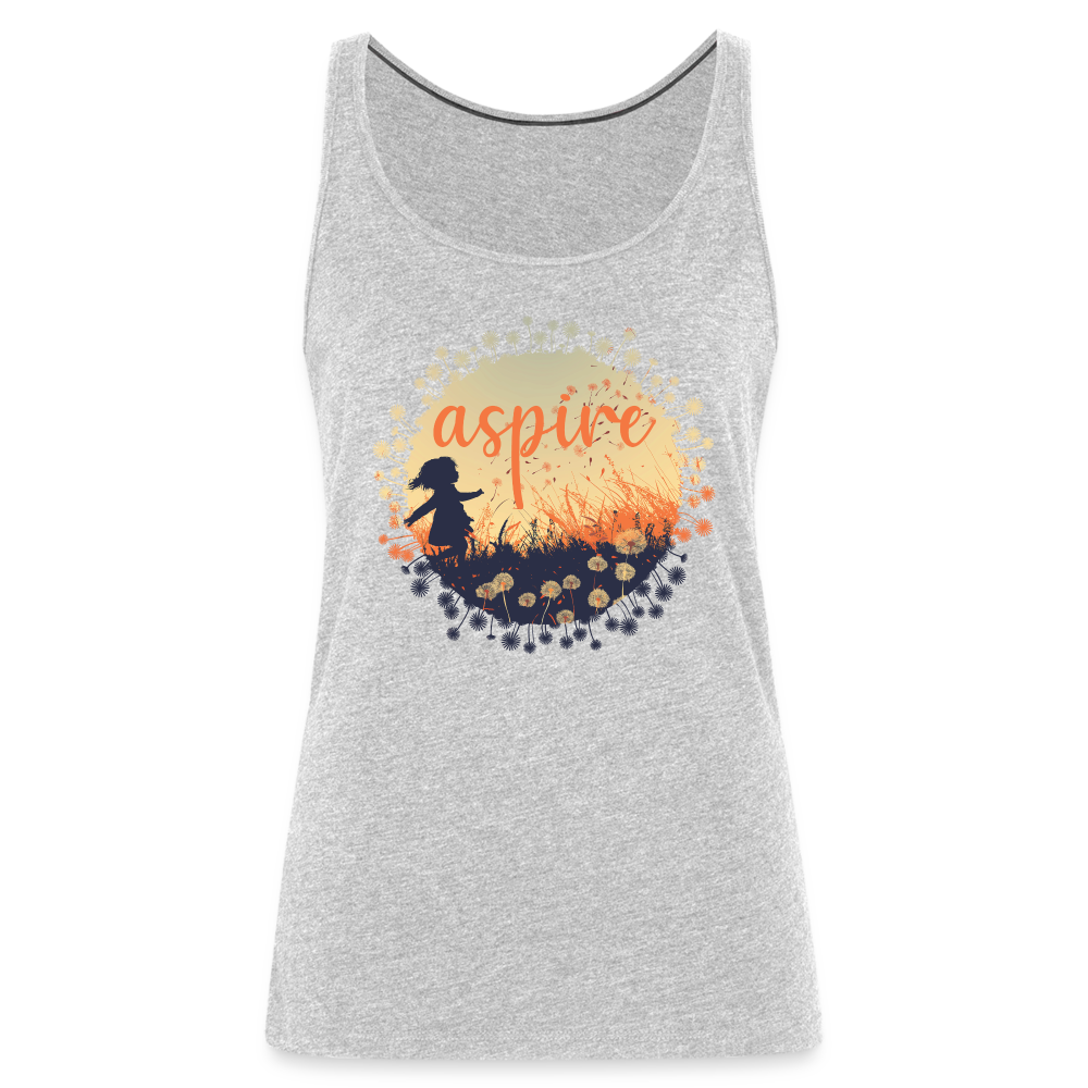 "Aspire" Dandelion Dream Field Women’s Premium Tank Top - heather gray