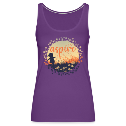 "Aspire" Dandelion Dream Field Women’s Premium Tank Top - purple