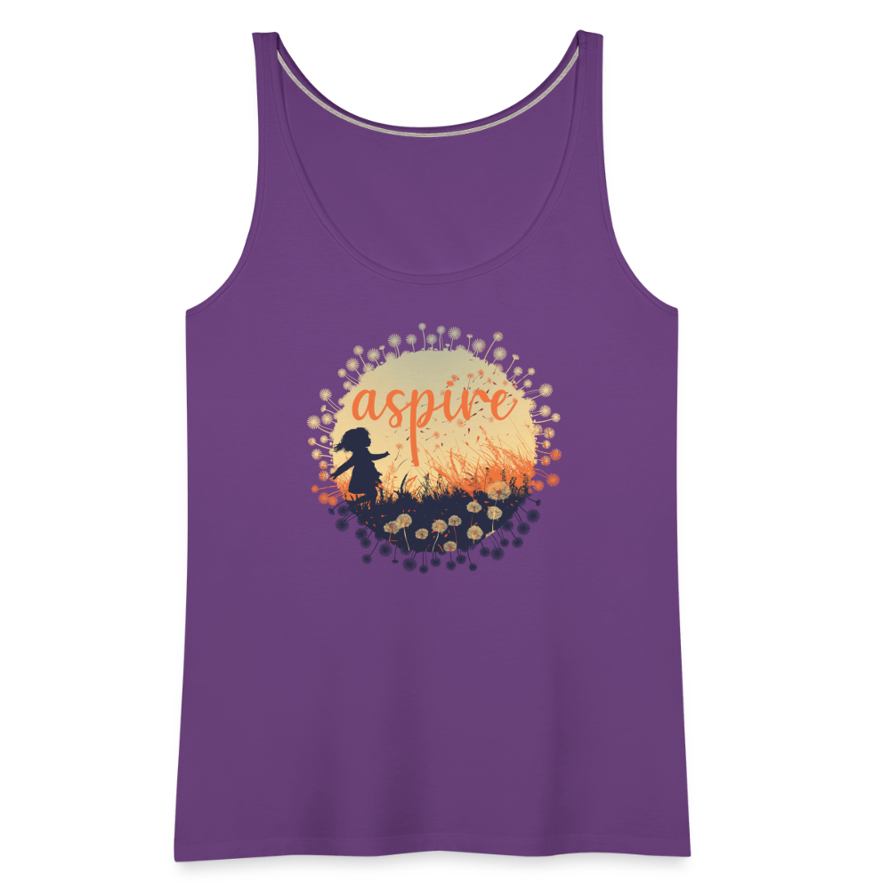 "Aspire" Dandelion Dream Field Women’s Premium Tank Top - purple