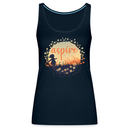 "Aspire" Dandelion Dream Field Women’s Premium Tank Top - deep navy