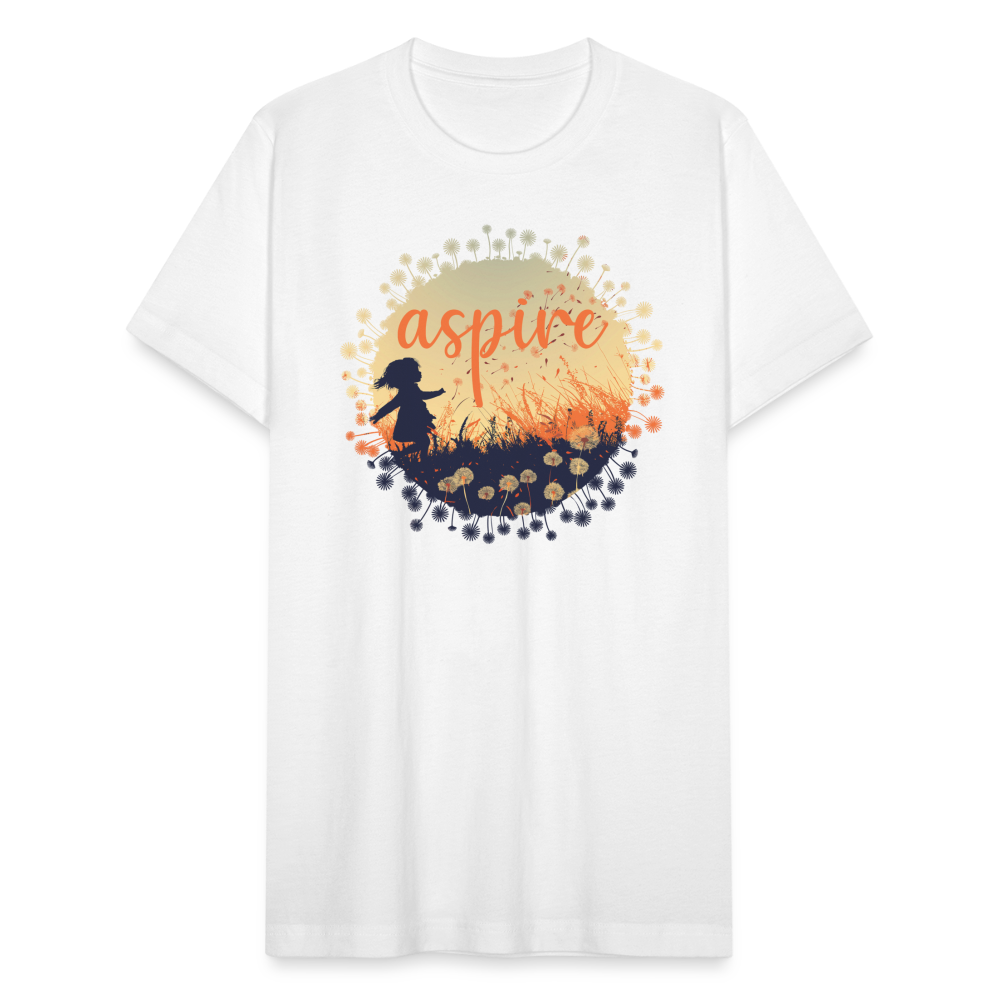 "Aspire" Dandelion Dream Field Unisex Jersey T-Shirt - white