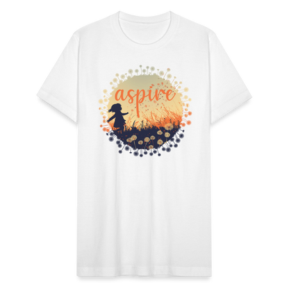 "Aspire" Dandelion Dream Field Unisex Jersey T-Shirt - white