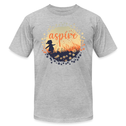 "Aspire" Dandelion Dream Field Unisex Jersey T-Shirt - heather gray