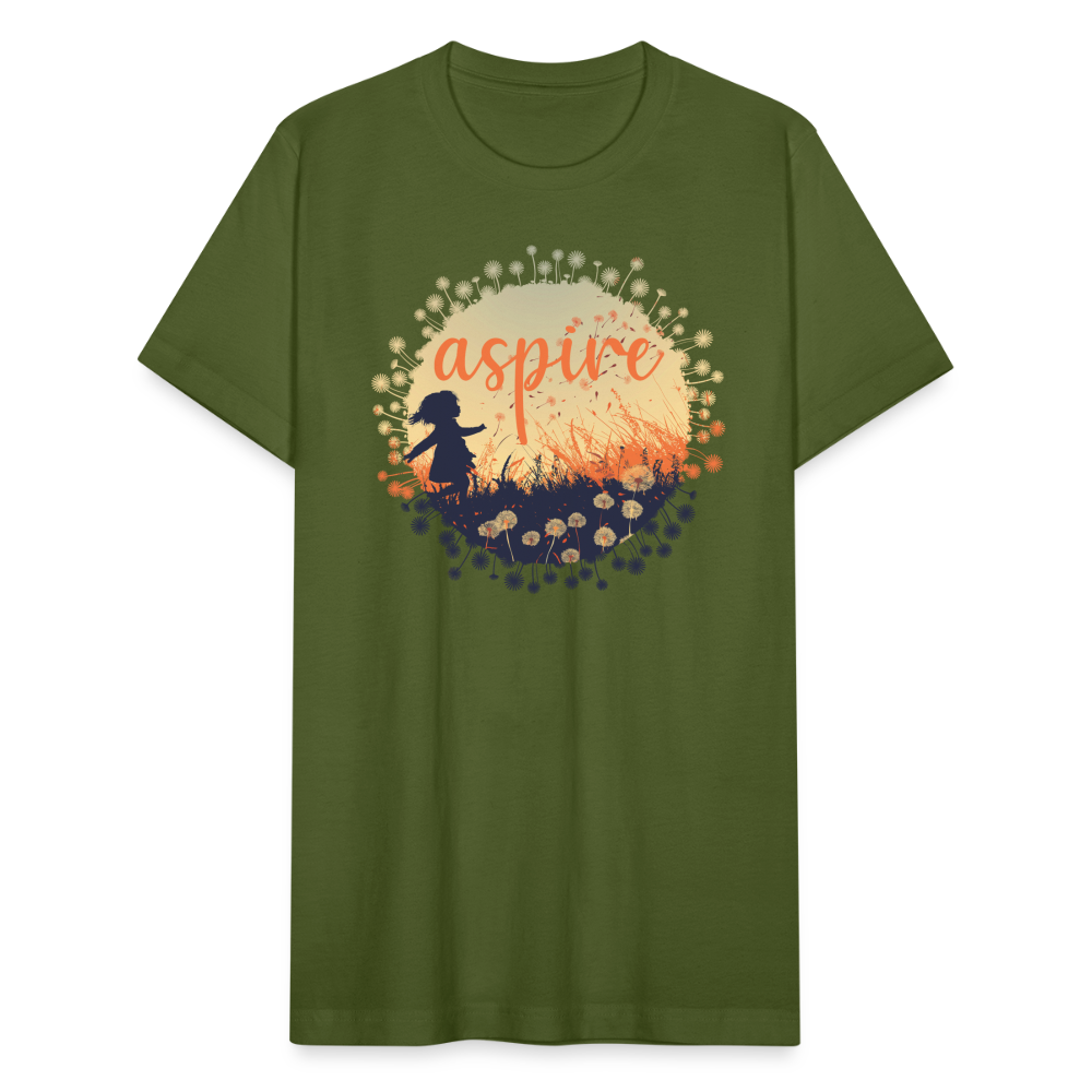 "Aspire" Dandelion Dream Field Unisex Jersey T-Shirt - olive