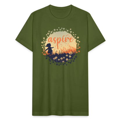 "Aspire" Dandelion Dream Field Unisex Jersey T-Shirt - olive