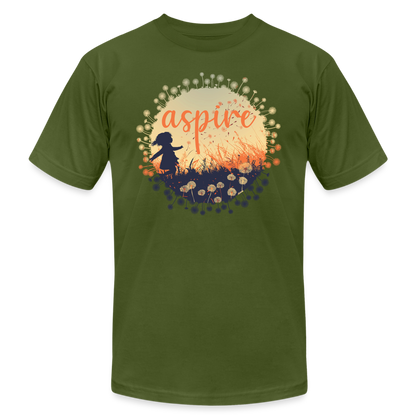 "Aspire" Dandelion Dream Field Unisex Jersey T-Shirt - olive