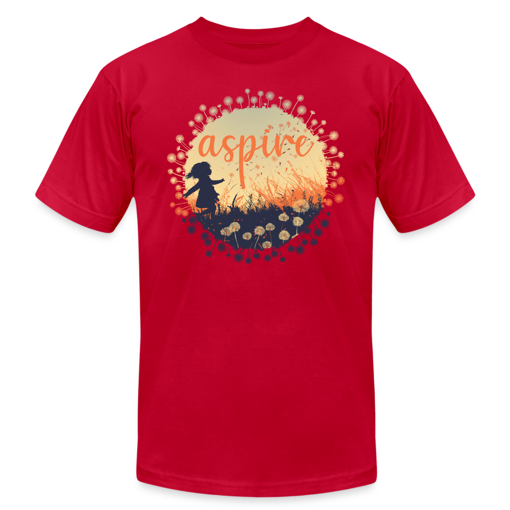 "Aspire" Dandelion Dream Field Unisex Jersey T-Shirt - red