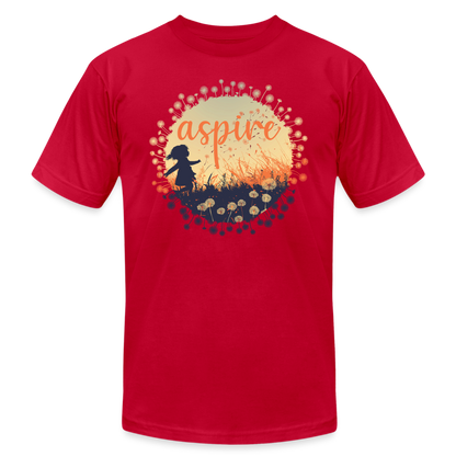 "Aspire" Dandelion Dream Field Unisex Jersey T-Shirt - red