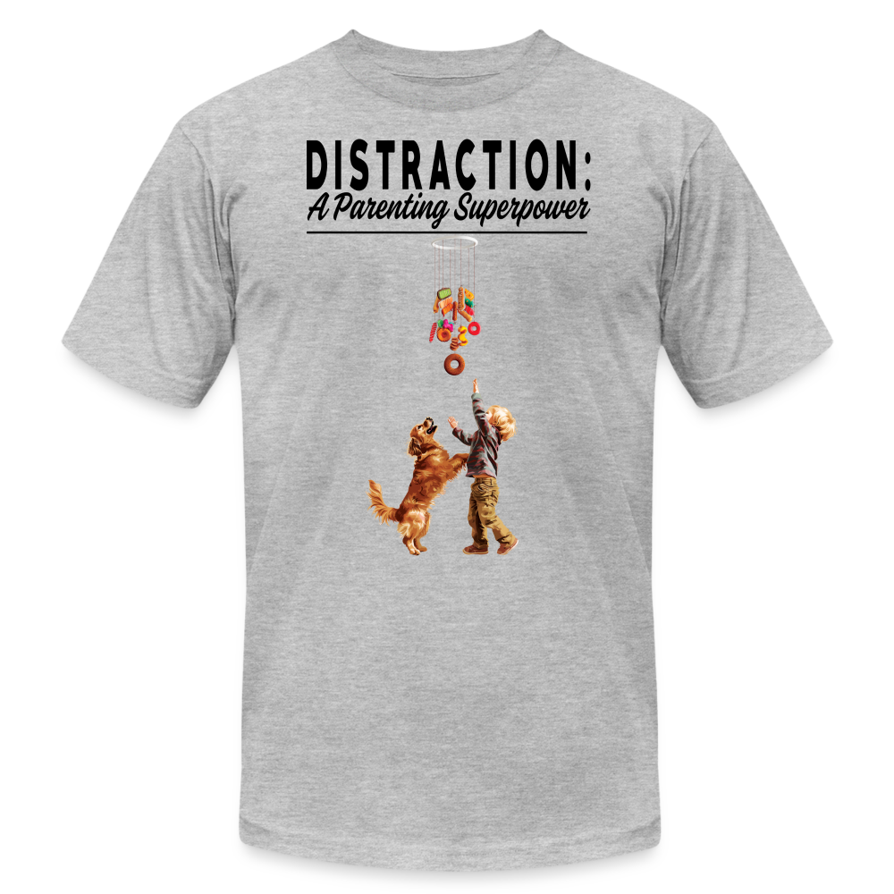 "Distraction: A Parenting Superpower" Unisex Jersey T-Shirt - heather gray