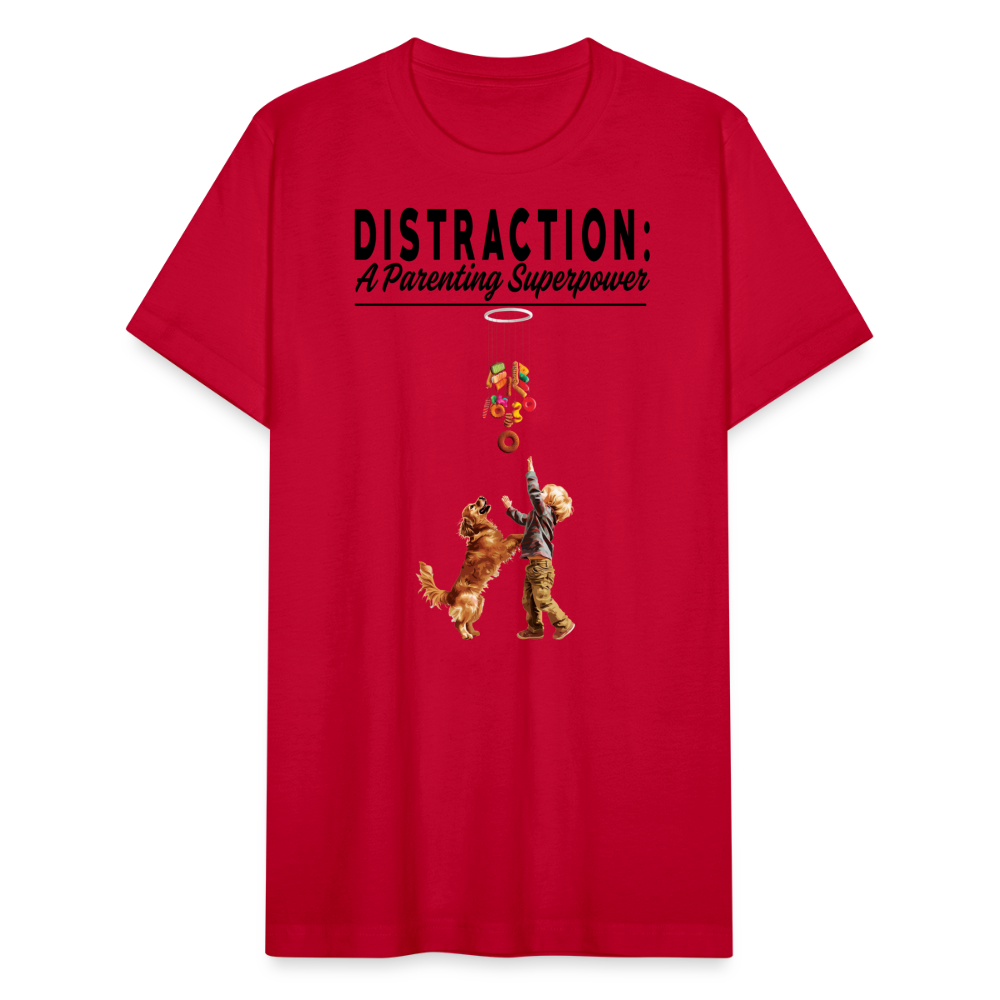 "Distraction: A Parenting Superpower" Unisex Jersey T-Shirt - red