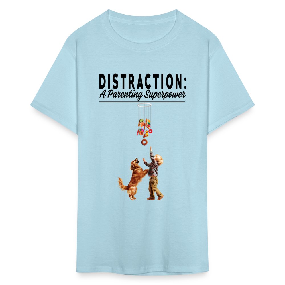 "Distraction: A Parenting Superpower" Unisex Classic T-Shirt - powder blue