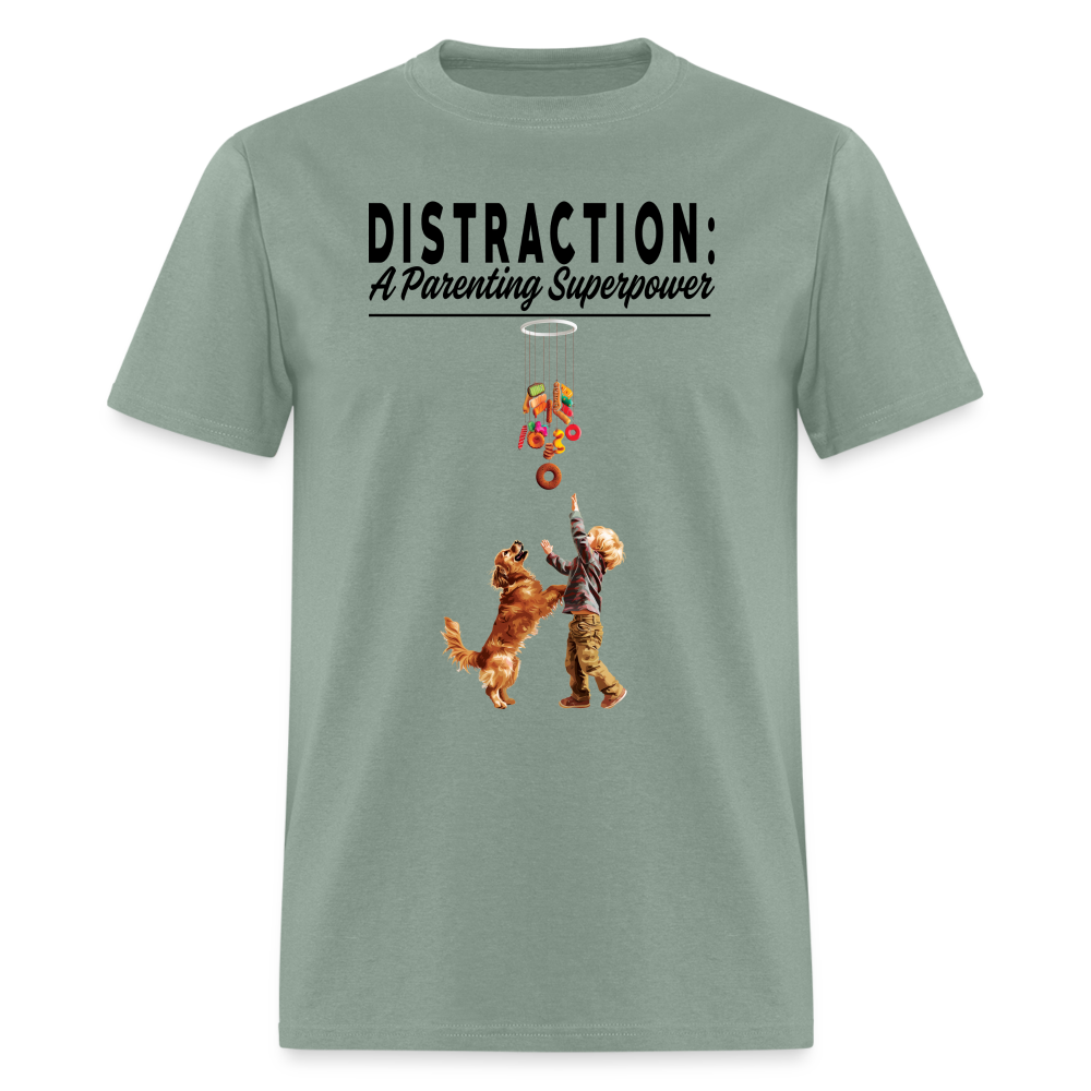 "Distraction: A Parenting Superpower" Unisex Classic T-Shirt - sage