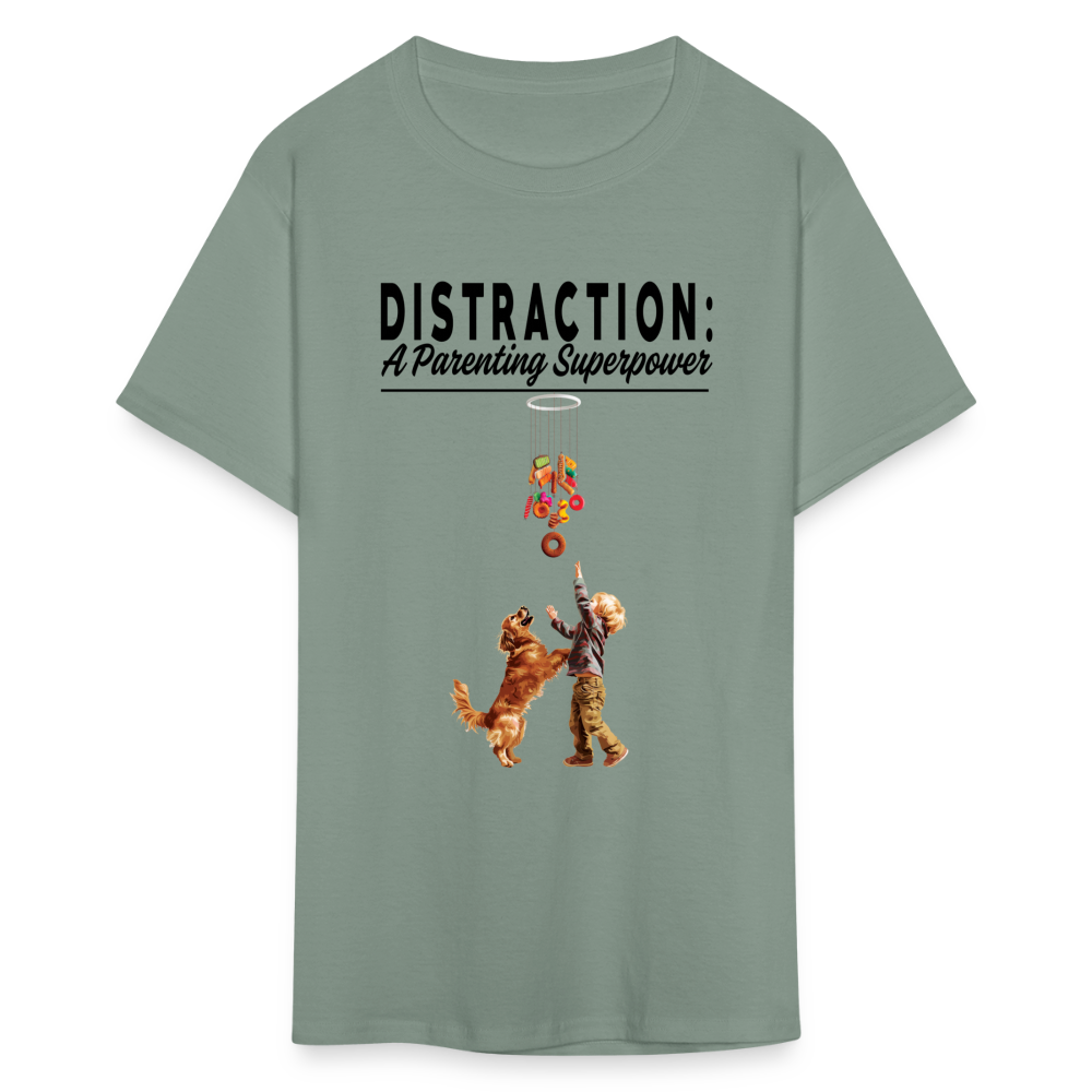 "Distraction: A Parenting Superpower" Unisex Classic T-Shirt - sage