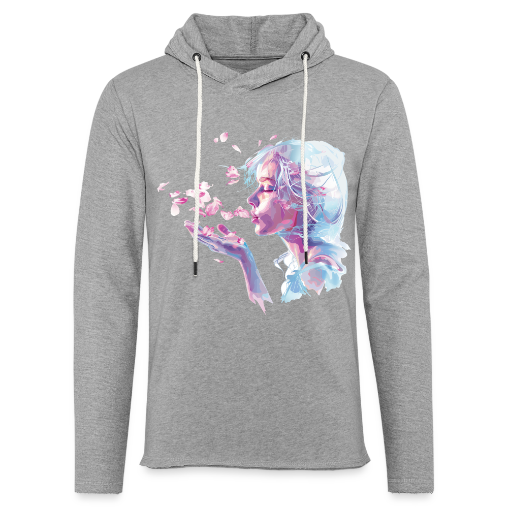 "Crystal" Breath of Rose Pedals Unisex Lightweight Hoodie - heather gray