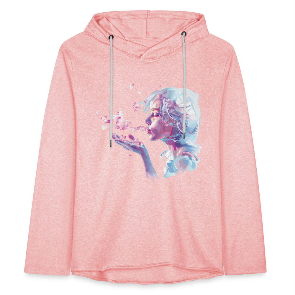 "Crystal" Breath of Rose Pedals Unisex Lightweight Hoodie - cream heather pink