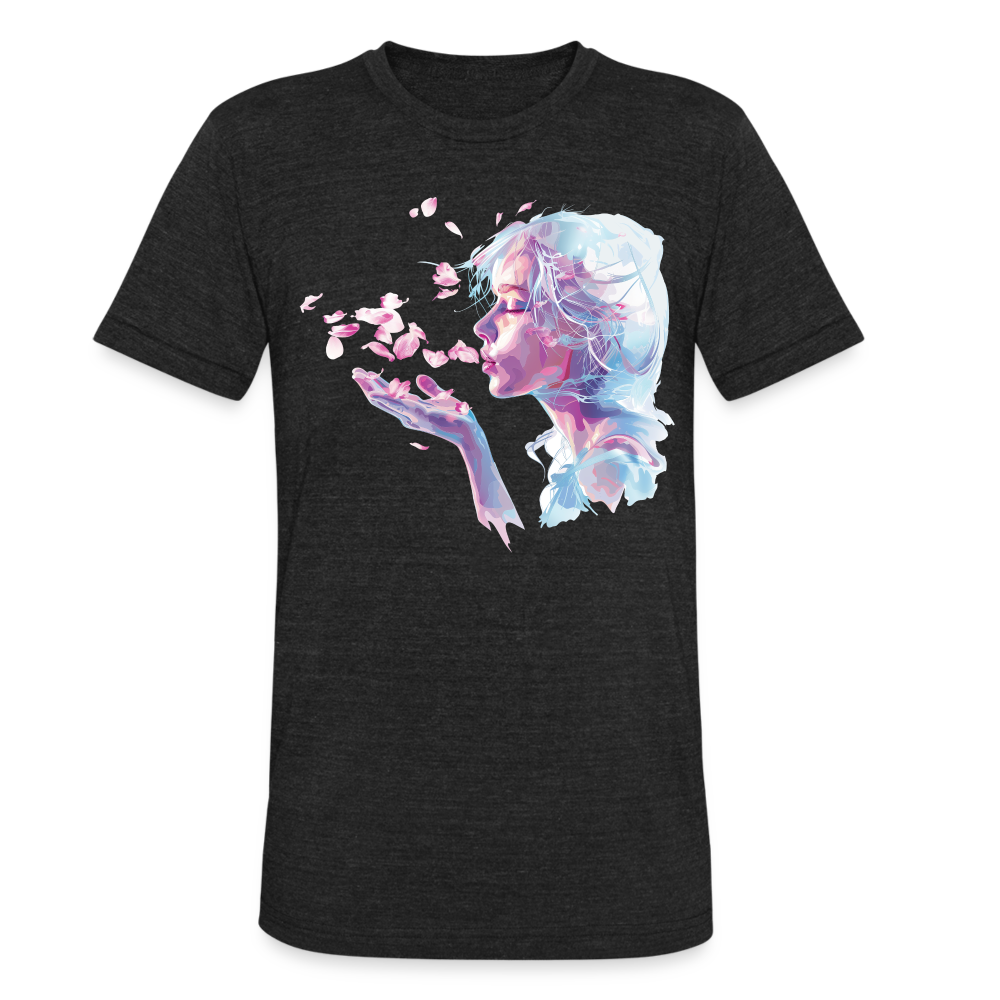 "Crystal" Breath of Rose Pedals Unisex Tri-Blend T-Shirt - heather black